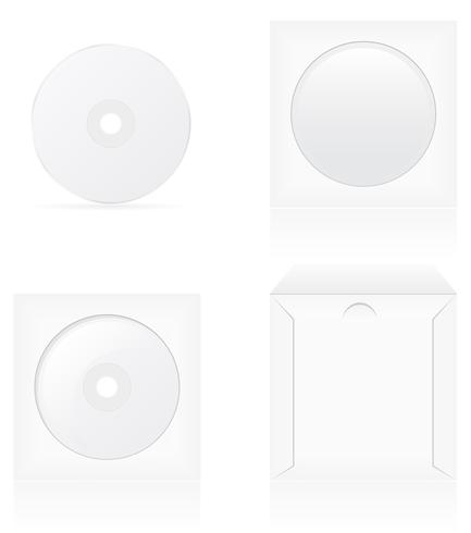 set of white blank cd disk and cover vector illustration