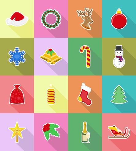 Navidad y año nuevo iconos planos vector ilustración