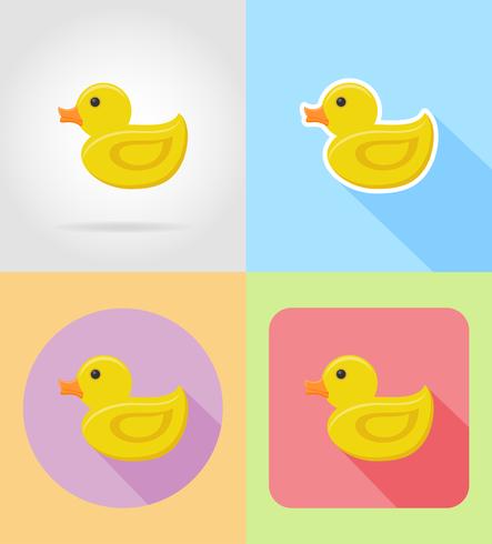 Bebé juguetes y accesorios iconos planos vector illustration