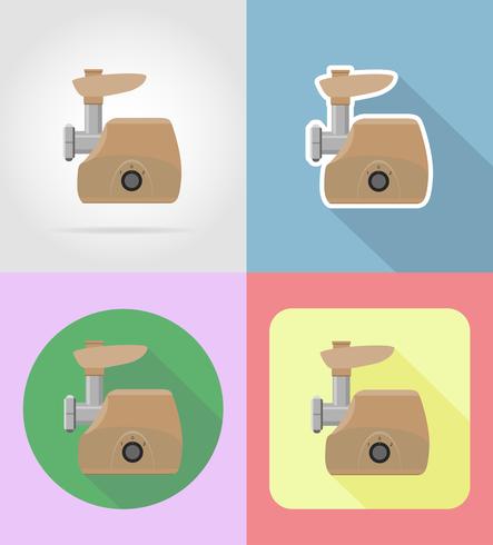 meat grinder household appliances for kitchen flat icons vector illustration