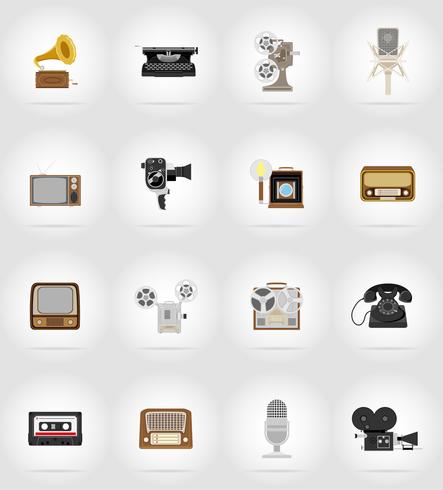 old retro vintage multimedia flat icons vector illustration