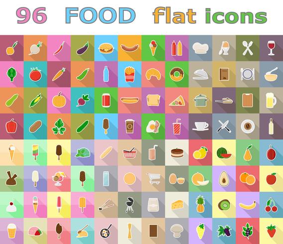 iconos planos de alimentos vector illustration