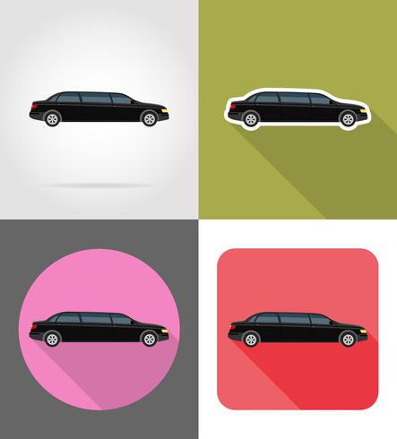 Ilustración de vector de iconos plana de coche limusina