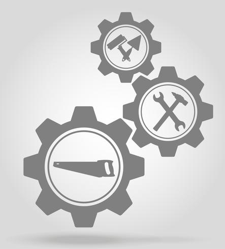 tools for repairing or building gear mechanism concept vector illustration