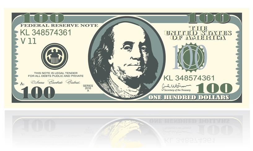 a note is one hundred dollars vector