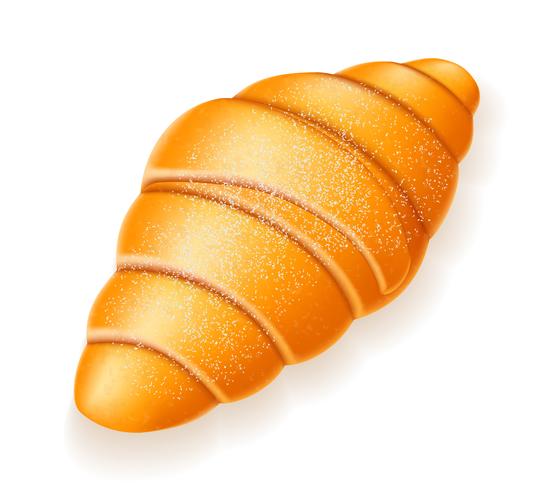 crispy croissant sprinkled with powdered sugar vector illustration