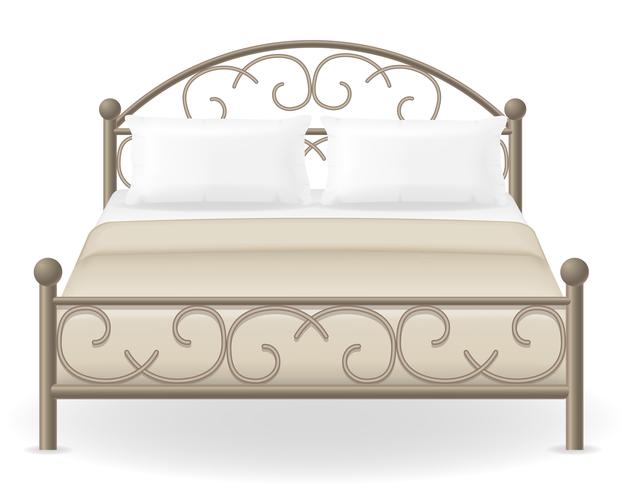 cama doble muebles vector illustration