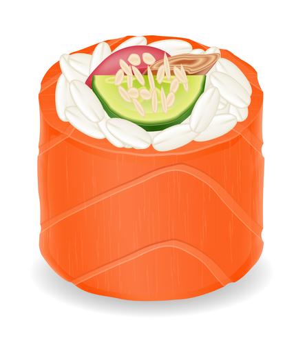 sushi rolls in red fish vector illustration