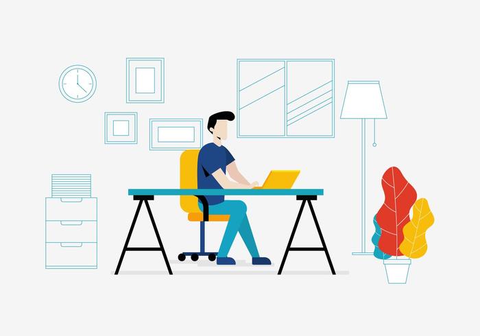 Office Workplace in Flat Style vector