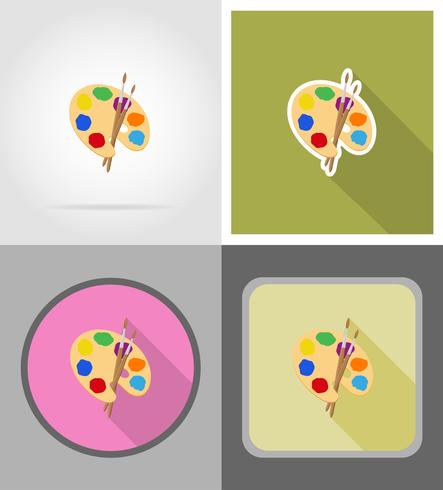 palette and brush flat icons vector illustration