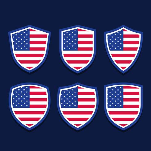 American Patriotic Flag Shield Stars Stripes Element Set vector