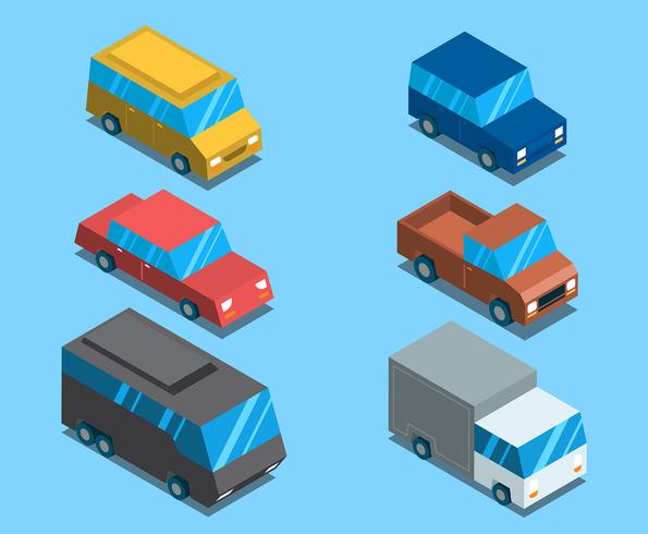 Conjunto de arte de clip de transporte isométrico vector