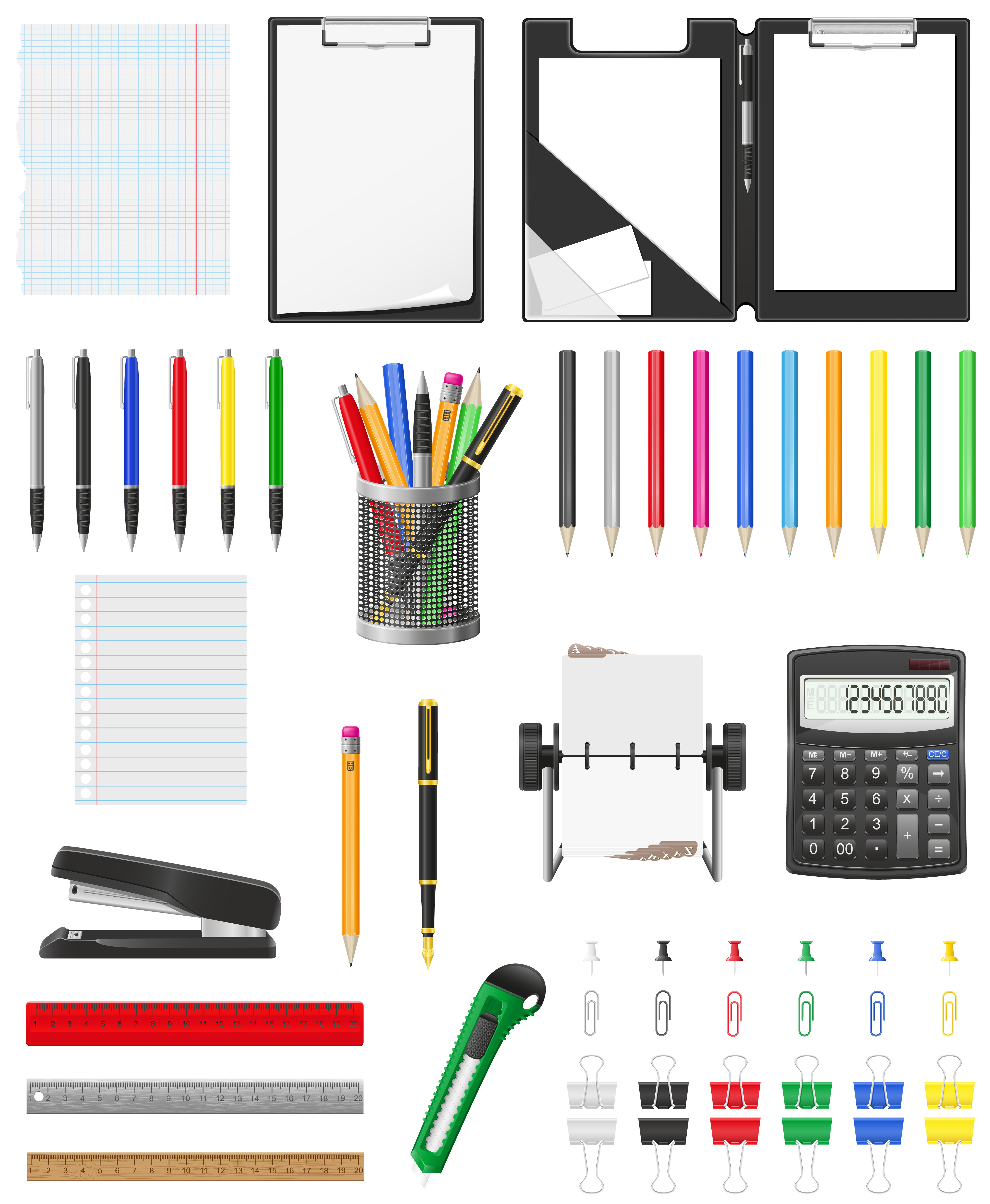 stationery set icons vector illustration 516811 Vector Art at Vecteezy
