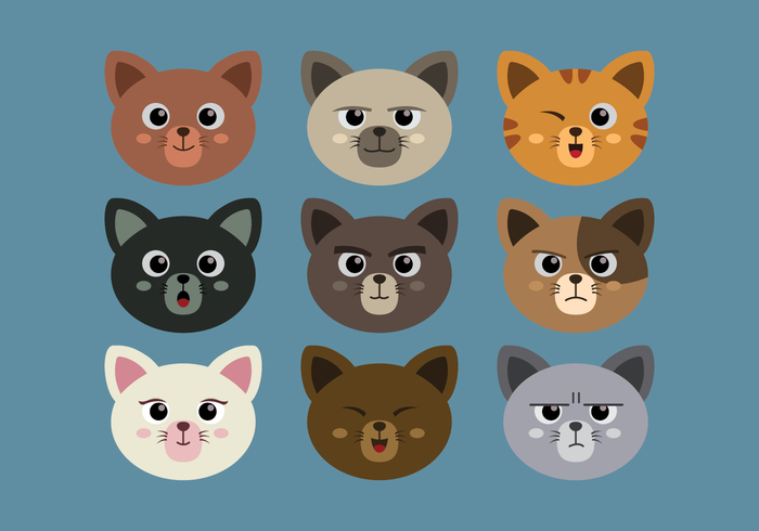 Cat Faces Set vector