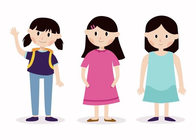3 Girl Characters vector