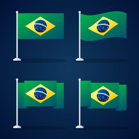 Brazil Flag Vector Element Set