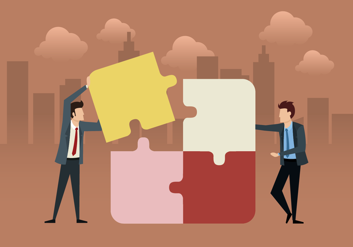 Business Team With Puzzle vector