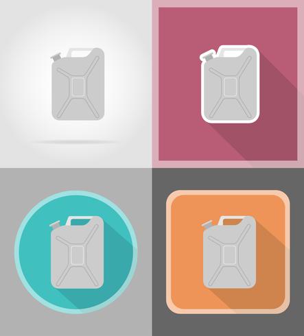 Jerrycan metálico iconos planos vector illustration