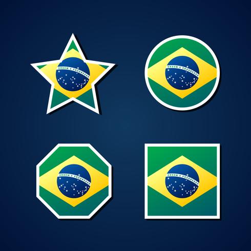 Brazil Flag Icons Theme Element Set vector