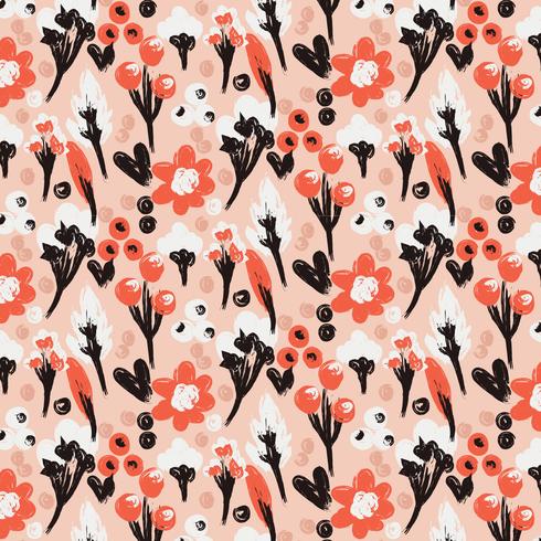 Vector Hand Drawn Seamless Floral Pattern