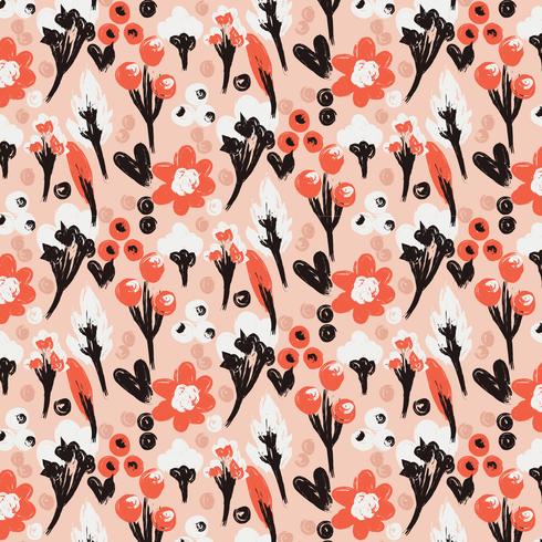 Vector Hand Drawn Seamless Floral Pattern