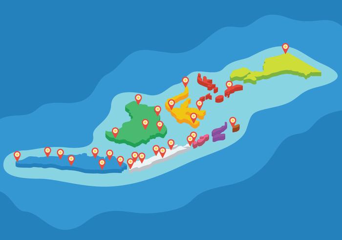 Mapa 3D de Indonesia vector