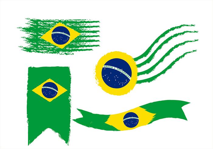 Conjunto de imágenes prediseñadas de la bandera de Brasil vector