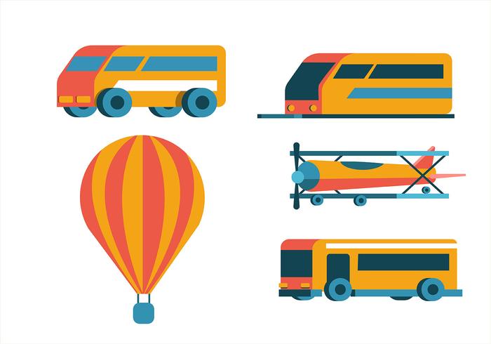 Transportation Clipart Set with Five Vehicles vector