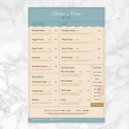 Vector Bistro Menu Template