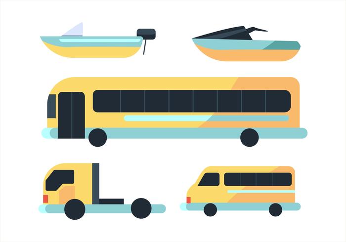 Transportation Clipart Set in Flat Design vector