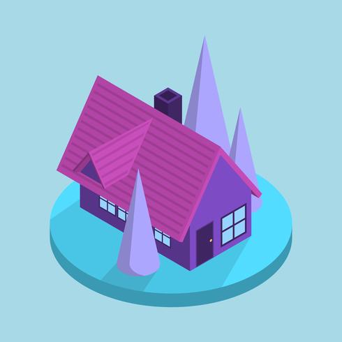 Flat Modern Isometric House Vector Illustration