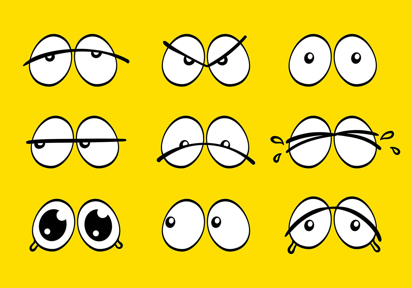 Set Of Cartoon Eyes Expression - Download Free Vectors, Clipart