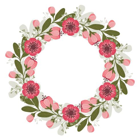 Vector Pink Floral Wreath