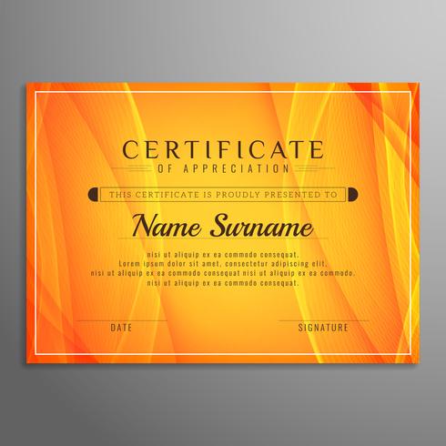 Abstract bright wavy certificate template design vector