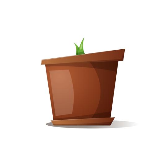 pot, grass - cartoon illustration.  vector