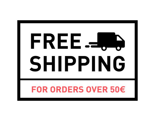 Free shipping. For orders over 50. Badge with truck icon. vector