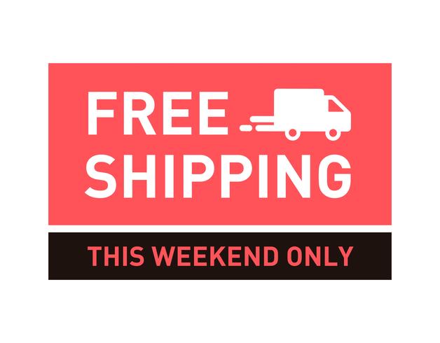 Free shipping. This weekend only. Badge with truck icon. vector