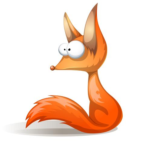 crazy funny, cute red fox. vector