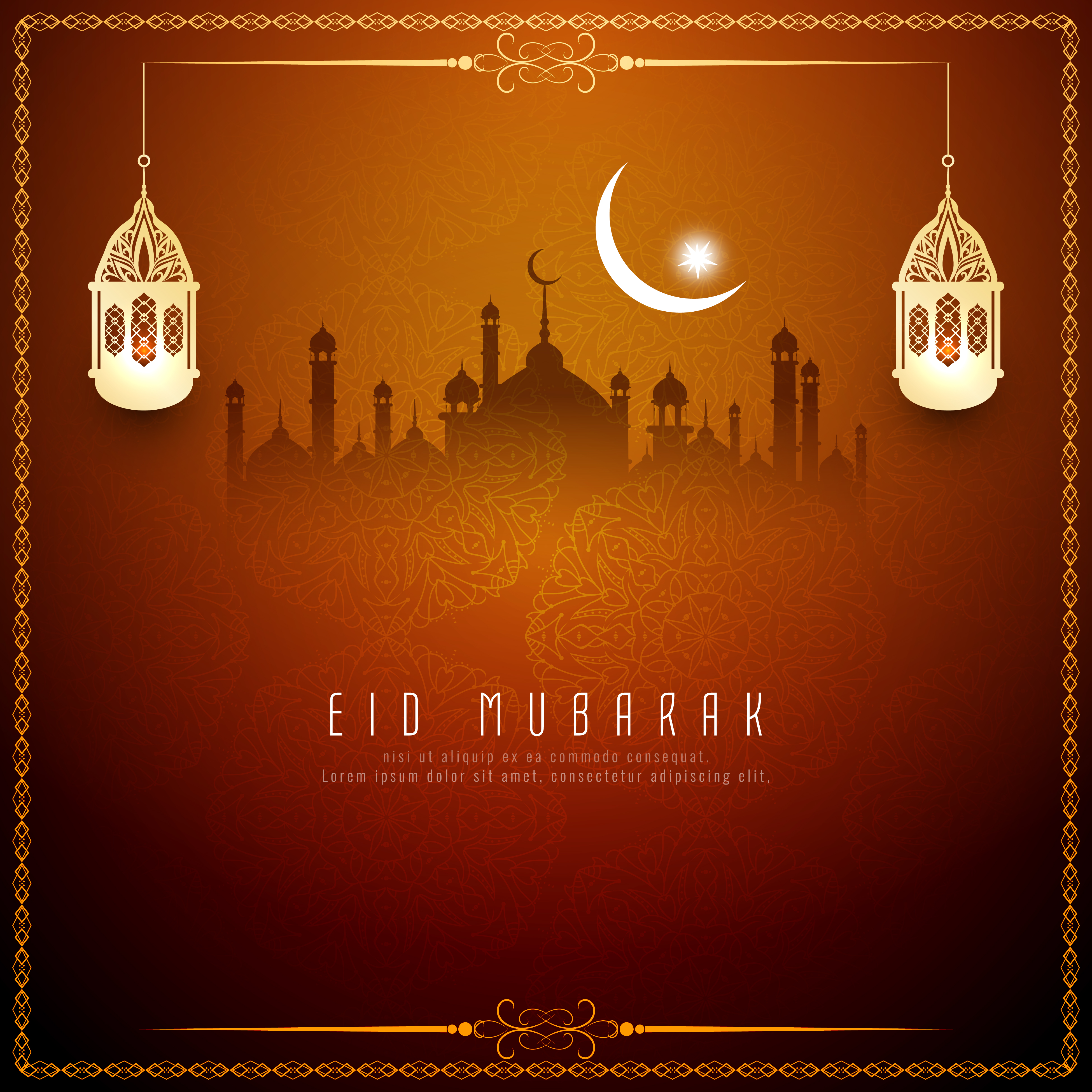 Abstract Eid Mubarak Islamic background design - Download  