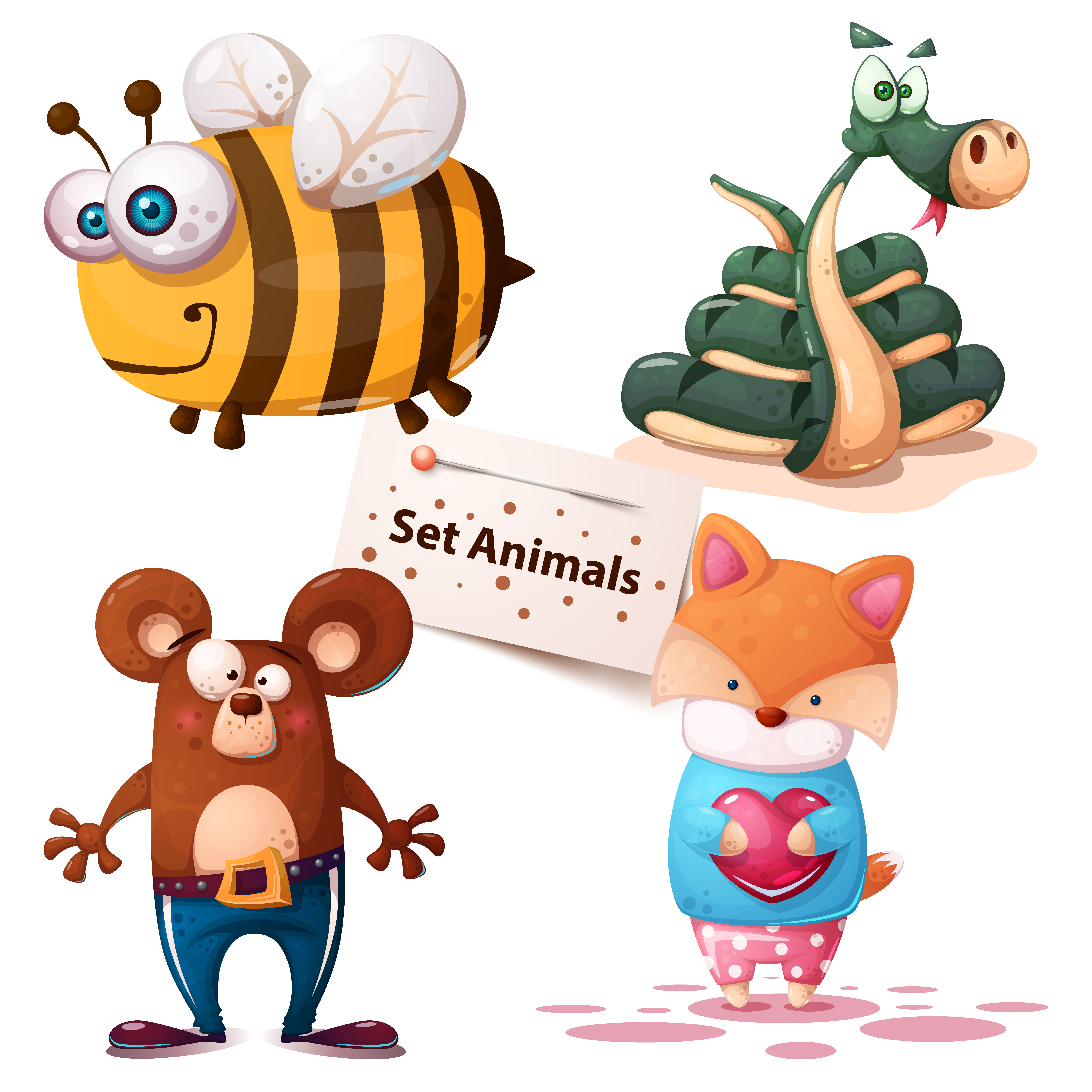 Download the Bee, snake, bear, fox - set animals 517272