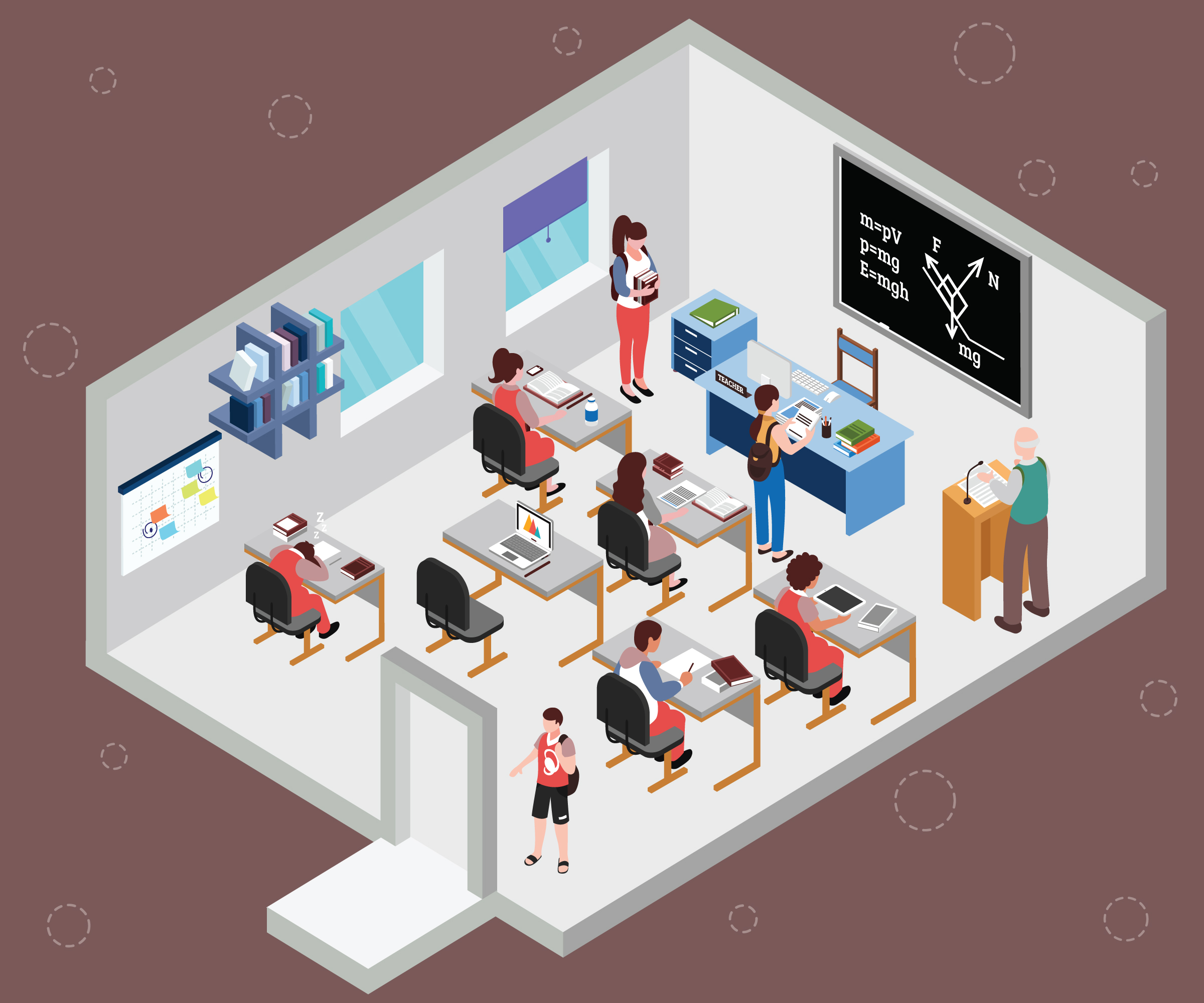 Isometric Artwork Concept of Classroom of Students 517282 Vector Art at