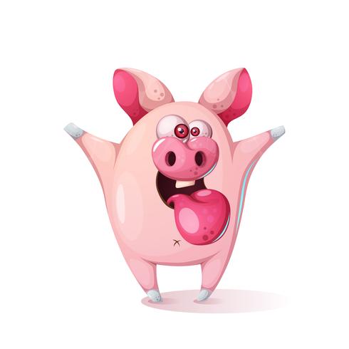 Cute cartoon pig - children illustration. vector