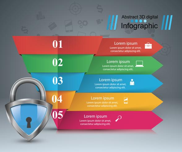 Tecla, icono de bloqueo. Infografía de negocios. vector