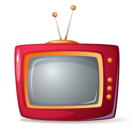 Cartoon red tv. Shadow and glare. vector