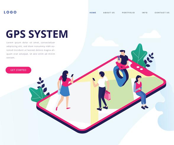 Isometric Artwork Concept of GPS System vector