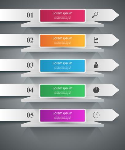 Shelf, pin, clip, paper - business infographic. vector