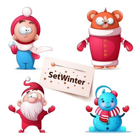 Winter bear illustration. Cute characters. vector