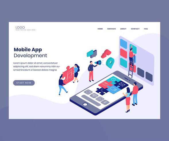 Isometric Artwork Concept of Mobile App Development vector