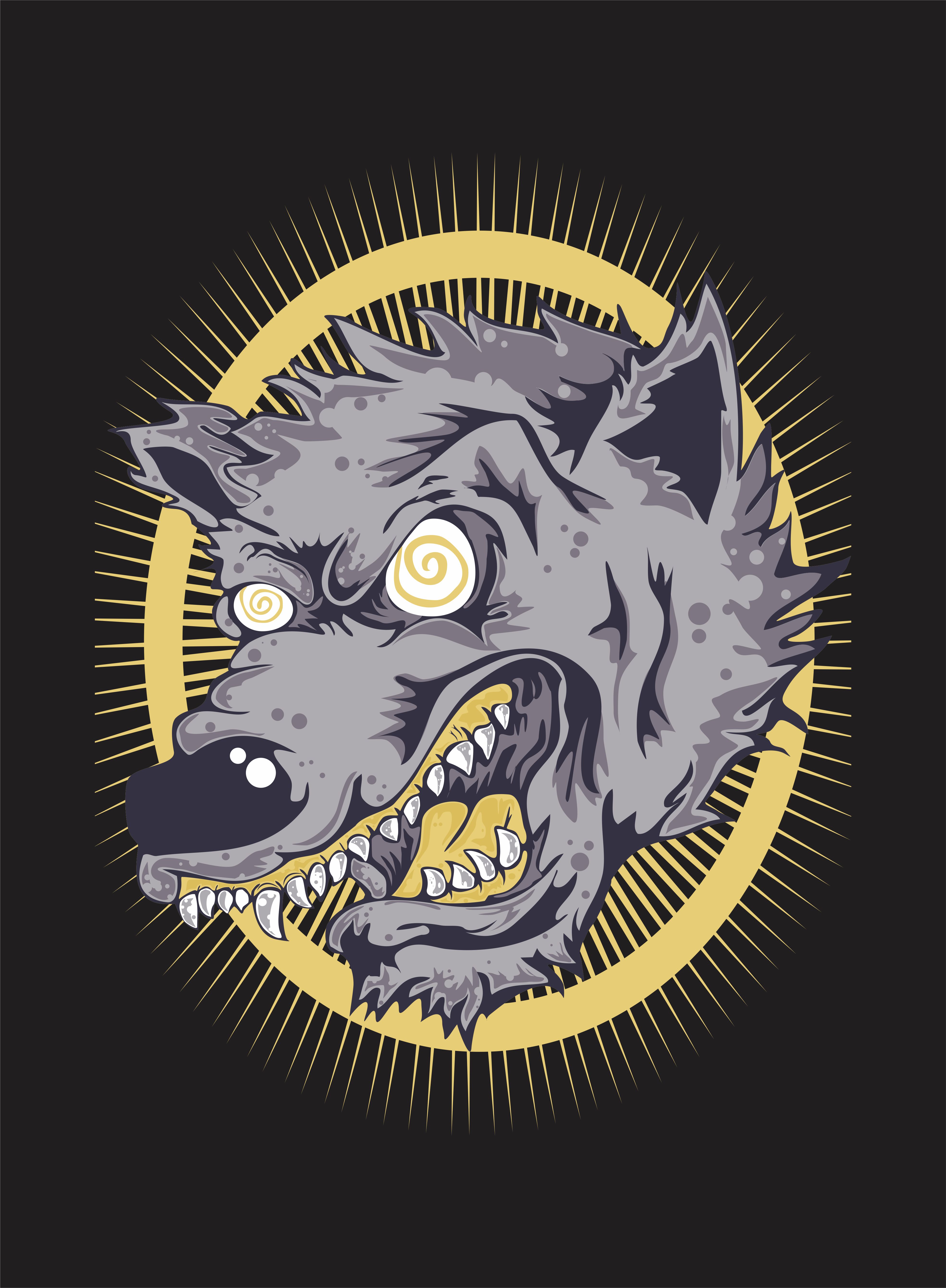 Angry Wolf Face.vector hand drawing 517413 - Download Free Vectors