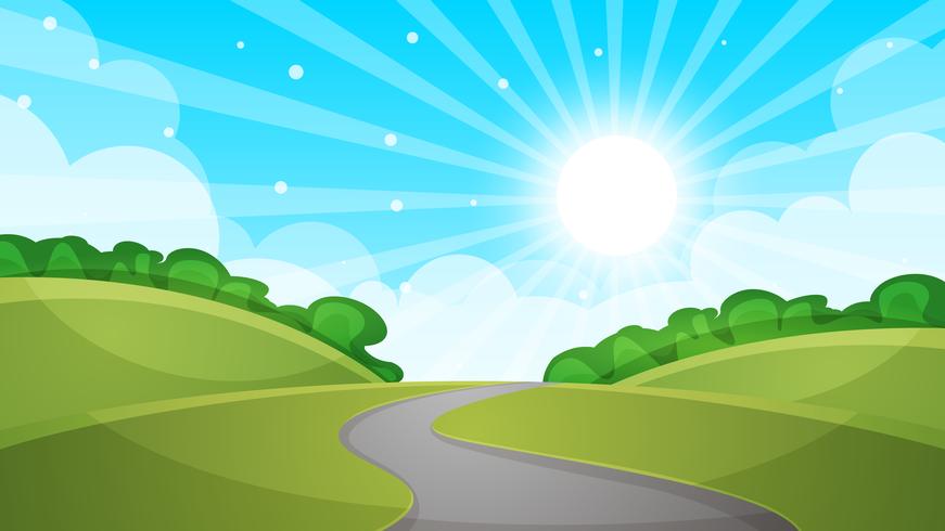 cartoon landscape road illustration. 517424 Vector Art at Vecteezy